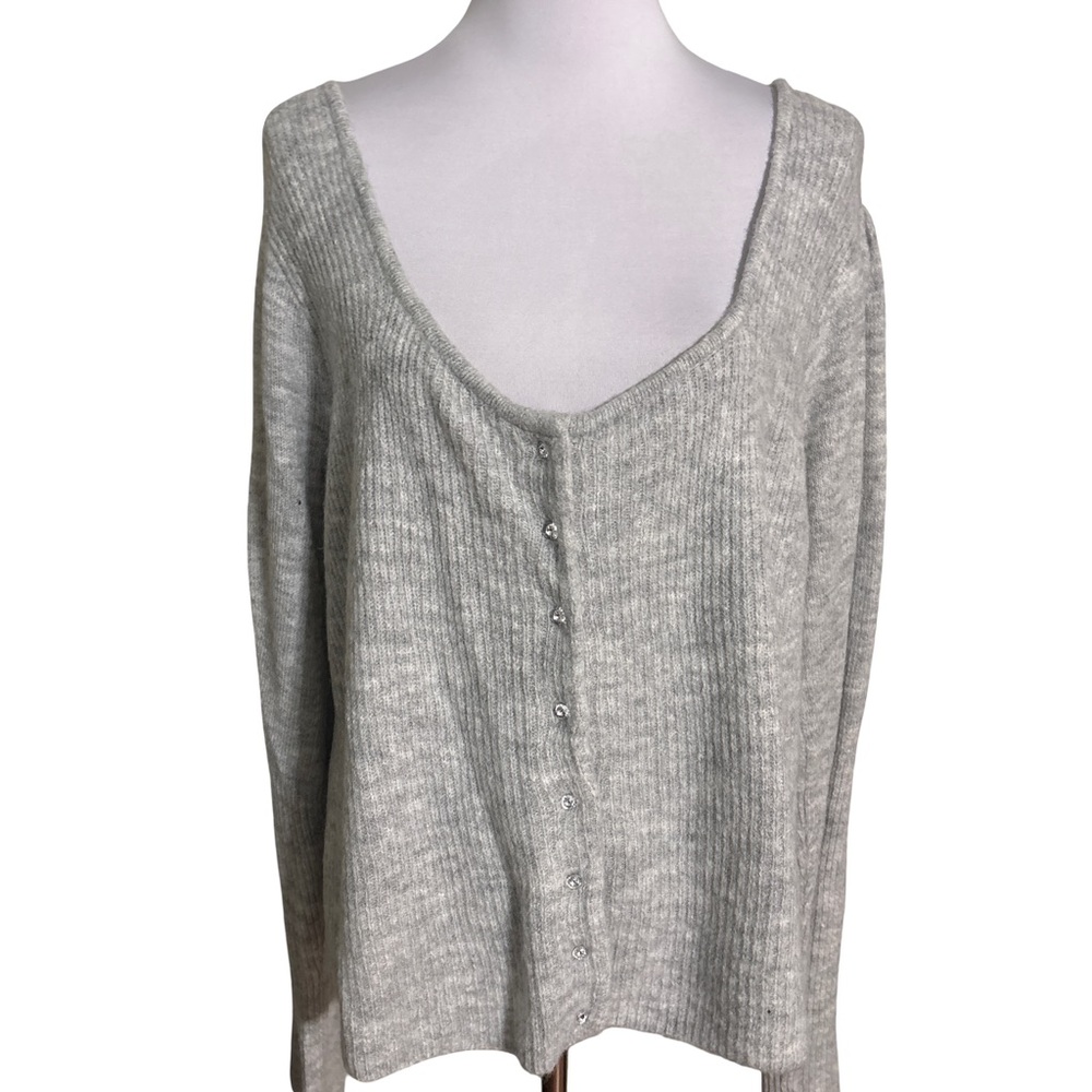 Cato Light Gray Button-Up Cardigan
